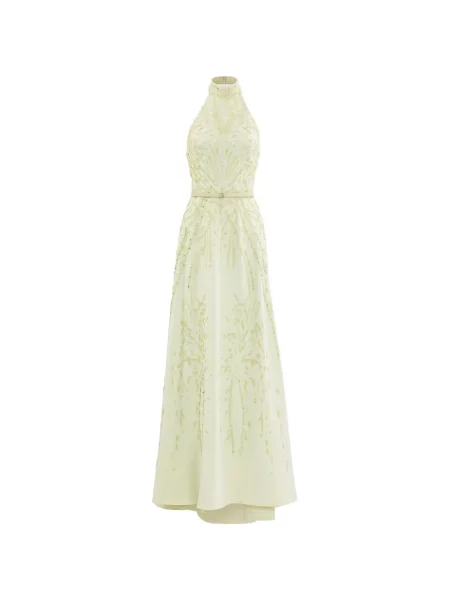 Rochie maxi Saiid Kobeisy din crep cu gât halter verde