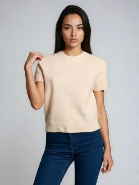 Светрова блузка з домішкою вовни бежевий