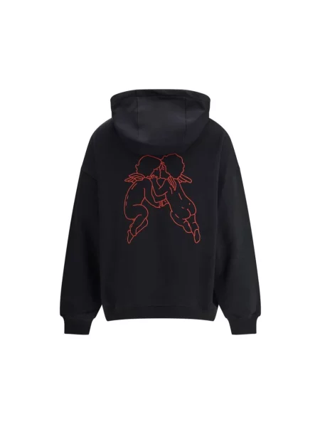 Fiorucci bluza Kissing Angels Love Print Relaxed z kapturem z nadrukiem czarny