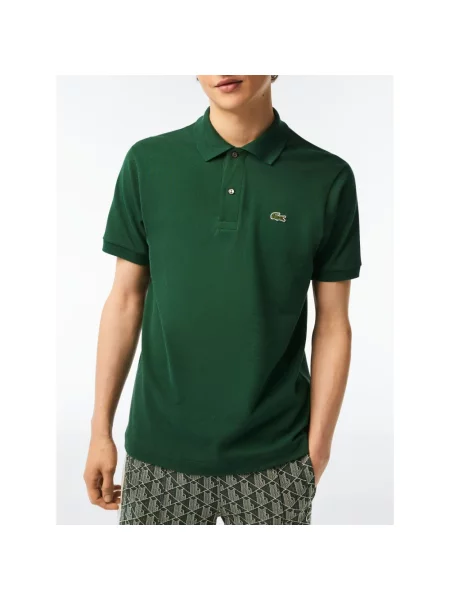 Lniana koszulka polo Lacoste z logo w miejskim stylu zielona