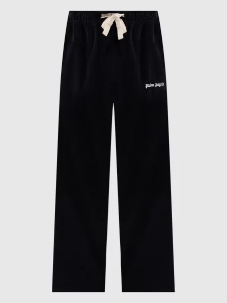 Вельветовые брюки Palm Angels с вышивкой черные