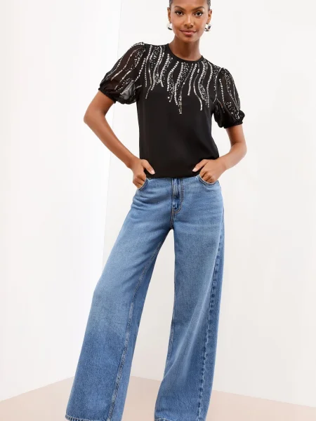 Lipsy Bluză / argintiu negru