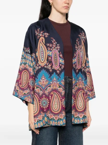 Geacă Etro cu imagine cu model paisley albastru