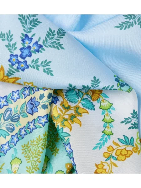 Fular Etro de mătase cu model floral albastru