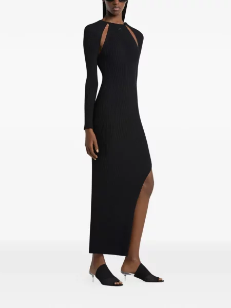 Rochie Courreges lungă de costum cu nervuri negru
