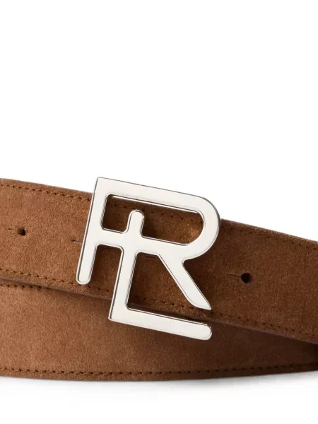 Велурен препасан колан Ralph Lauren Purple Label с катарама виолетово