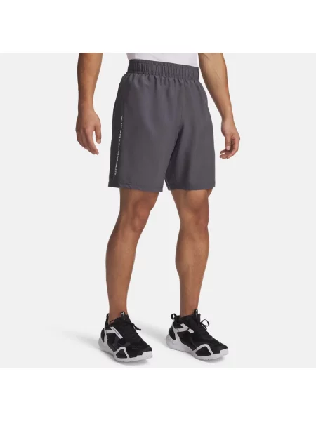 Pánske tréningové šortky Under Armour Woven Wordmark castlerock/white sivá