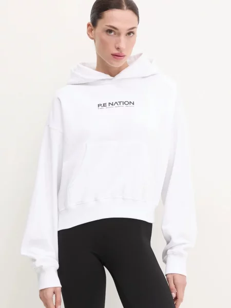 Суичър с качулка P.e Nation с качулка с принт бяло