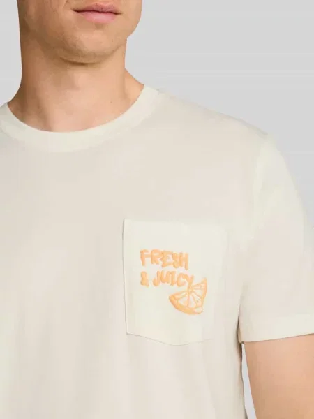 T-shirt o kroju regular fit z czystej bawełny Tom Tailor Denim biała