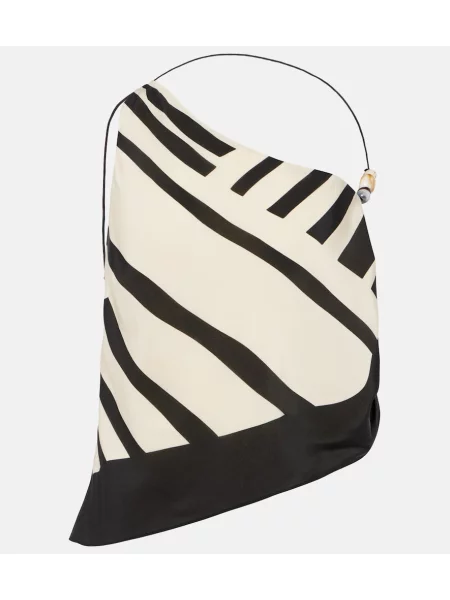 Satynowy top Sir. o krotszym kroju na jednym ramieniu czarny