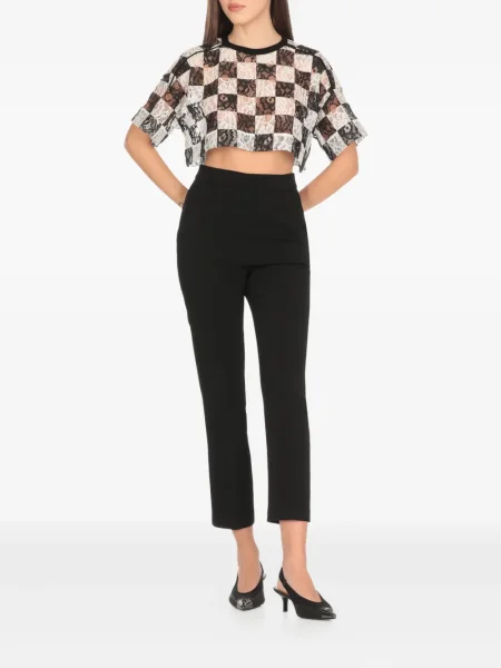Cropp tricou Pinko în carouri cu imagine alb