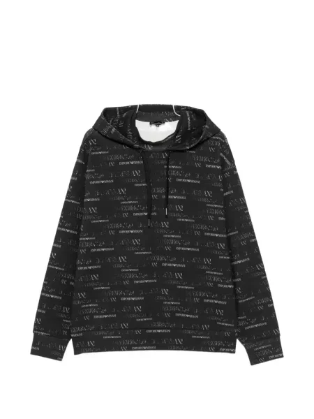 Hanorac cu glugă Emporio Armani cu autograf cu cordon negru