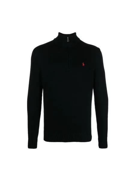 Sweter Ralph Lauren z kołnierzem z długim rękawem czarny
