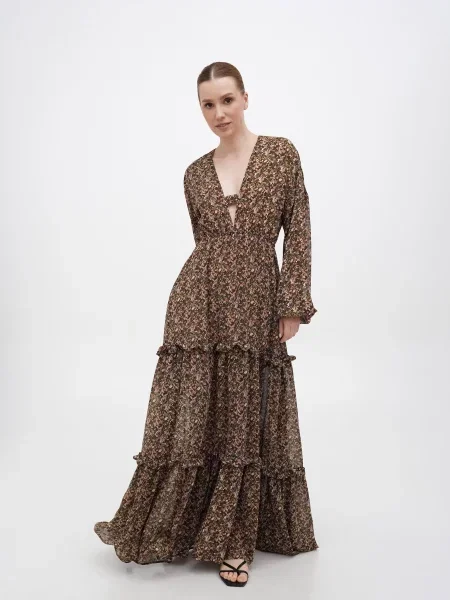 A LOT Сукня максі Зелений/чорний Віскоза/поліестер чорна