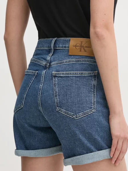 Calvin Klein Jeans rövidnadrág női sima magas derekú fekete
