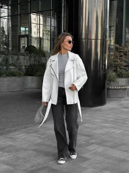 Шкіряна куртка Milirud молочний штучна шкіра