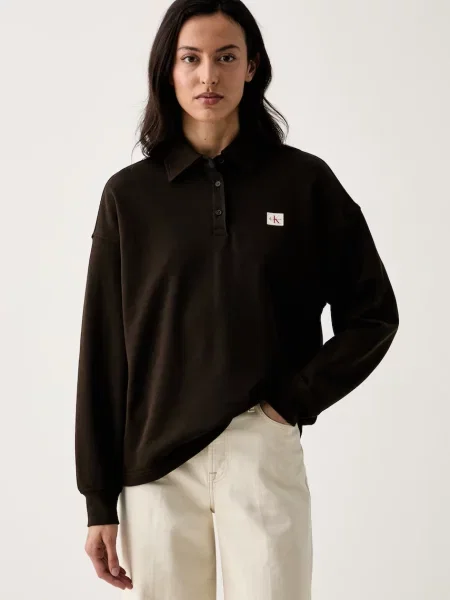 Calvin Klein Jeans dukserica za žene od pamuka smeđa