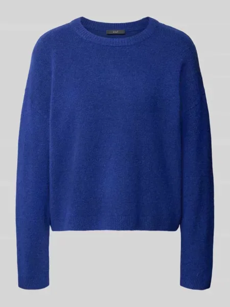 Sweter z dzianiny o kroju relaxed fit z dodatkiem wełny Oui niebieski