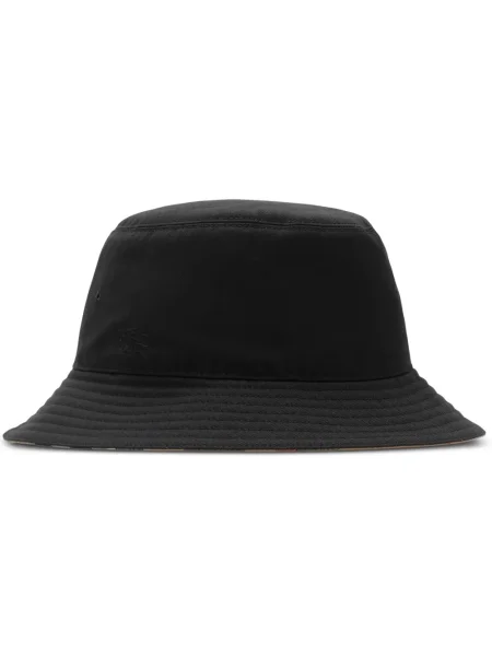 Kostkovaný retro oboustranný klobouk bucket Burberry černý