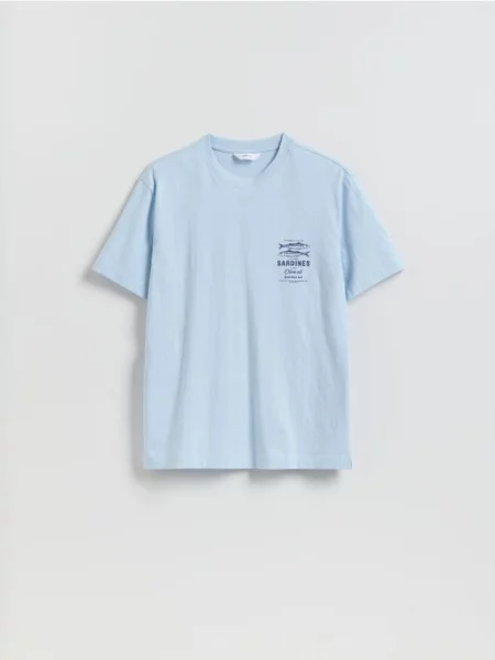 Reserved Tricou comfort cu imprimeu pe spate albastru-pal albastru