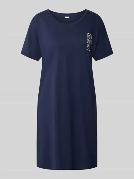 Piżama o kroju comfort fit z mieszanki bawełny i model Perfect Nights Nachthemd' S.oliver Red Label granatowa