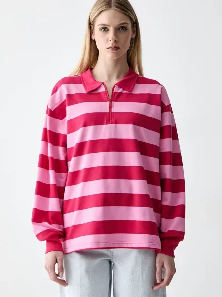 Tricou polo Adidas din material terry roz