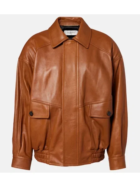 Kurtka skórzana Saint Laurent brązowa