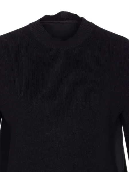 Rochie mini Sacai tricotate cu volane de costum negru