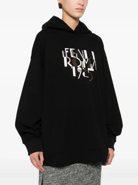 Hanorac cu glugă Fendi cu imagine negru