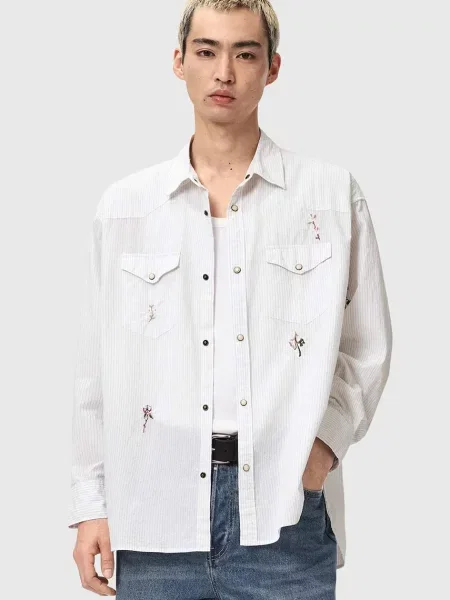 AllSaints cămașă din PORTMAN alb