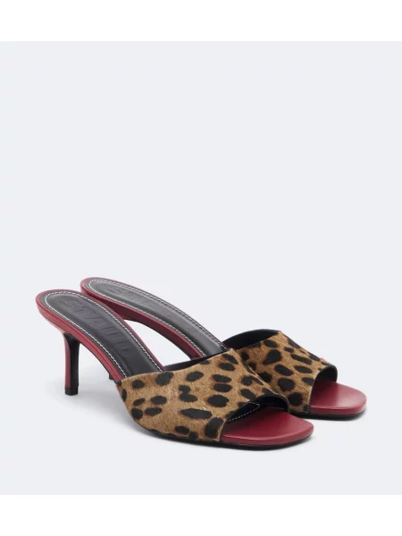 Papuci tip mules Staud cu imagine cu model leopard maro