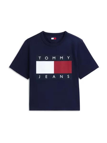 Tommy Jeans Tricou bleumarin / roşu închis alb