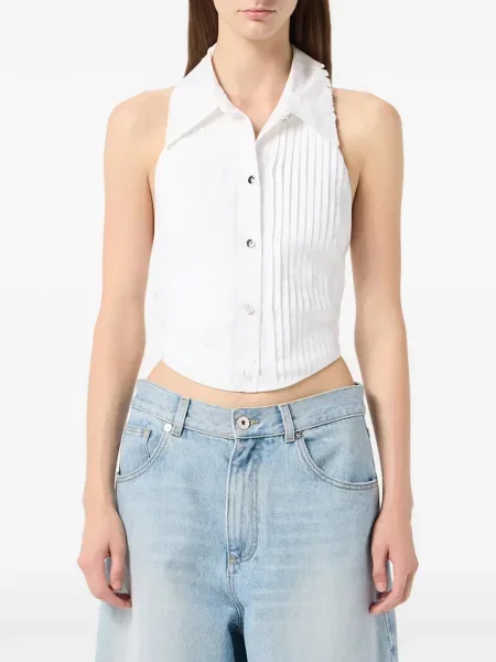 Top Blumarine plisat alb