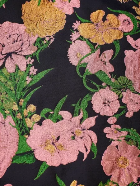 Cu centură geacă Psophia cu model floral din jacard verde
