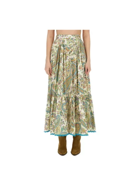 Długa spódnica maxi Etro z nadrukiem z wzorem paisley zielona