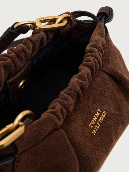 Tommy Hilfiger чанта дамска от велур кафяво