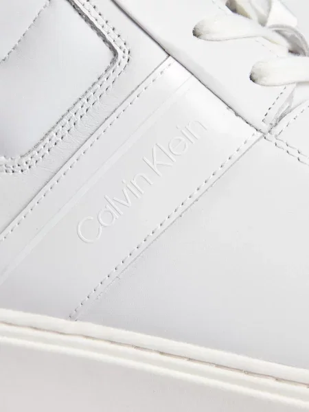 Кожаные кроссовки Calvin Klein на шнуровке белые