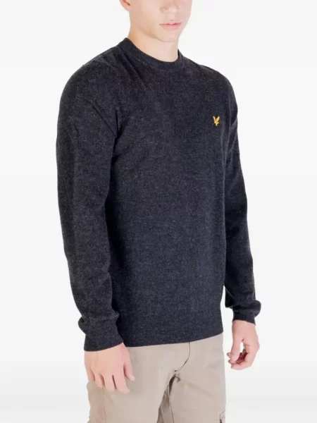 Пуловер Lyle & Scott с кръгло деколте с автограф сиво