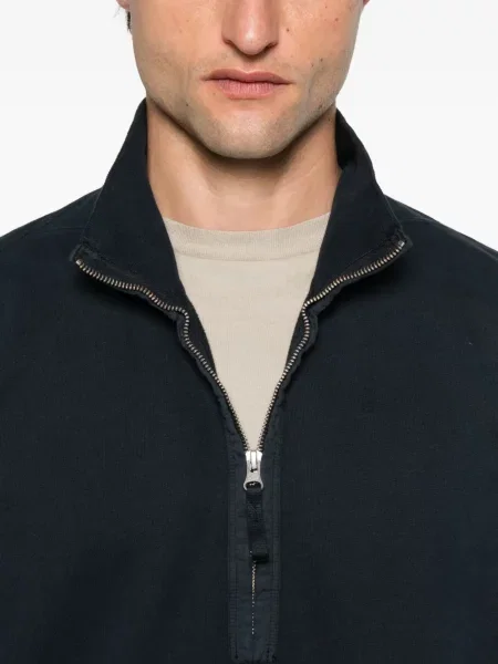 Hanorac Stone Island cu strasuri de jumătate de fermoar albastru