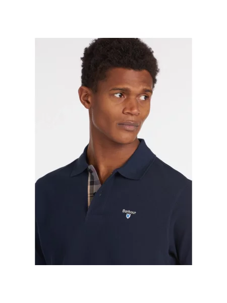 Koszulka polo Barbour w kratę niebieska