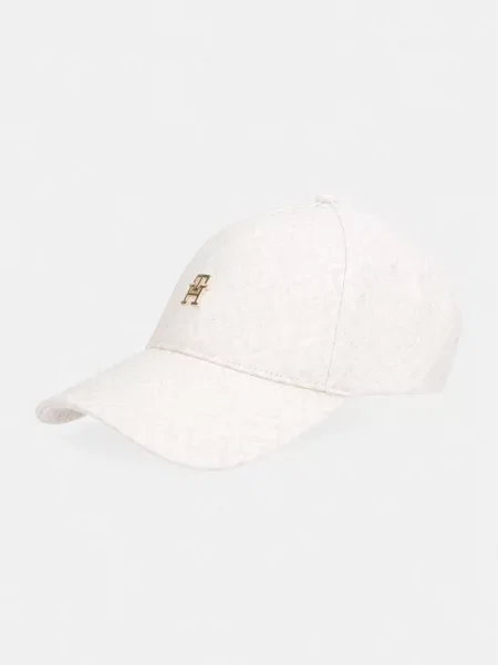 Czapka z daszkiem z czystej bawełny Tommy Hilfiger beżowa