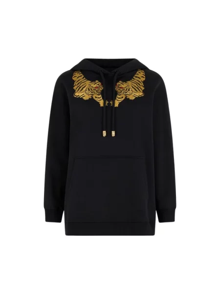 Haftowana bluza Roberto Cavalli w tygrysie prążki czarna