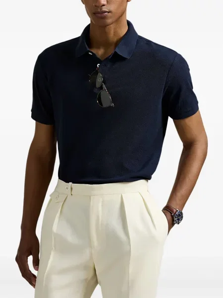 Șapcă Polo Ralph Lauren din fleece cu dungi cu volane albastru