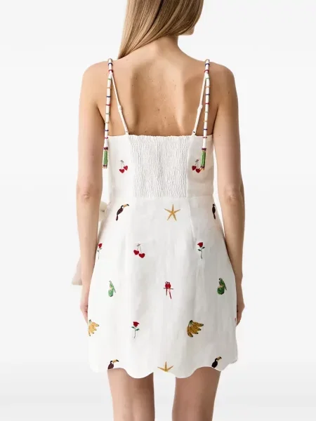Rochie mini Farm Rio cu broderie alb