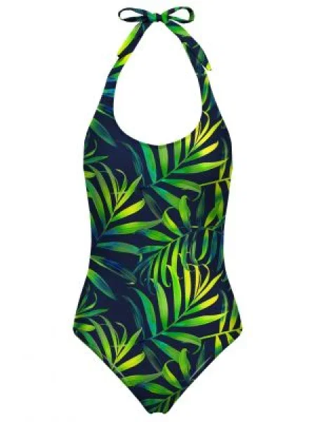 Stroj jednoczęściowy Mr. Gugu & Miss Go w tropikalny nadruk z odkrytymi plecami niebieski