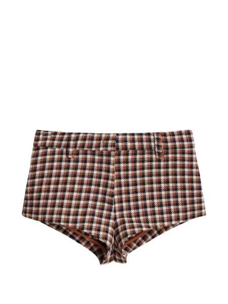 Pantaloni scurți Essentiel Antwerp de lână în carouri maro