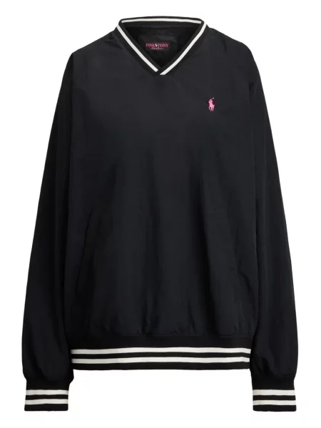 Tricou polo Polo Ralph Lauren cu dungi cu două rânduri de nasturi cu aplicații negru