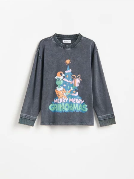 Reserved Tricou de Crăciun Grinch gri-închis gri