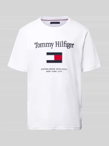 T-shirt o kroju regular fit z czystej bawełny Tommy Hilfiger biała