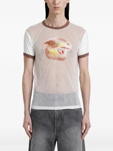 Tricou Kapital cu model leopard alb